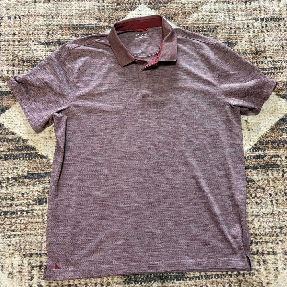 UNTUCKit Men's X-Large Hannifer Polo Shirt Heather Red Short Sleeve